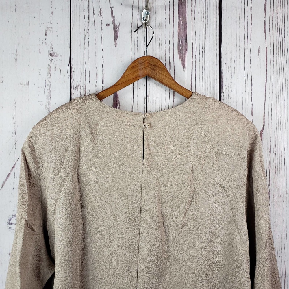 Ship N Shore Vintage Blouse Womens Size 22W Short Sleeve Floral Beige - Picture 5 of 7